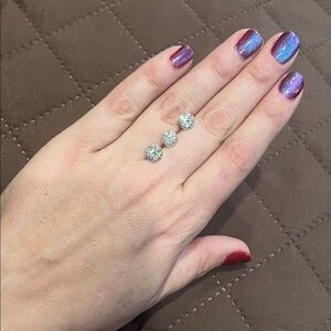 3 pcs Sparkling Round Brilliant Cut Moissanite or Moissanite Coated CZ